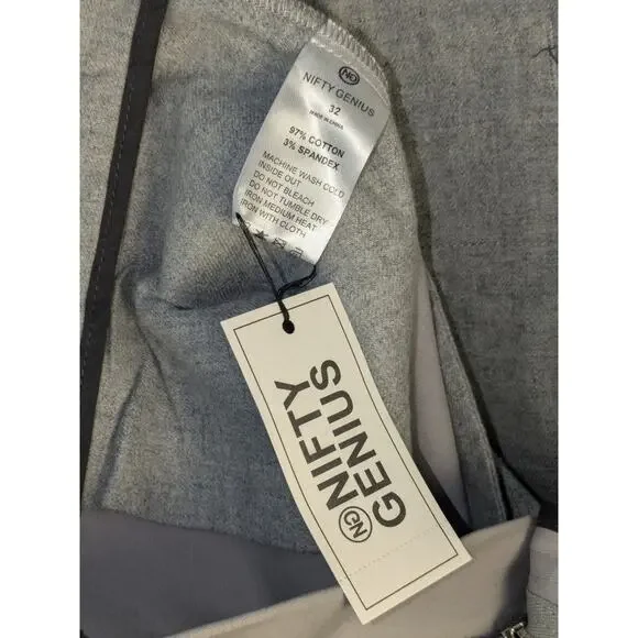 NWT Nifty Genius Chino Pants Mens 32 Stretch Classic Straight Leg Light Gray - Picture 8 of 13